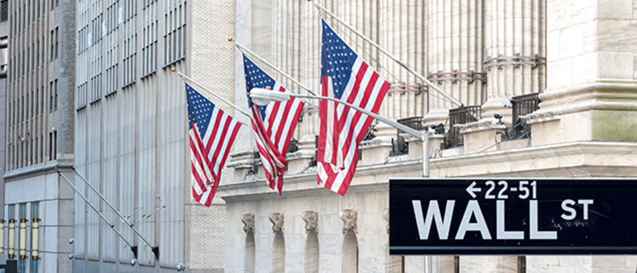 flags on new york stock exchange building