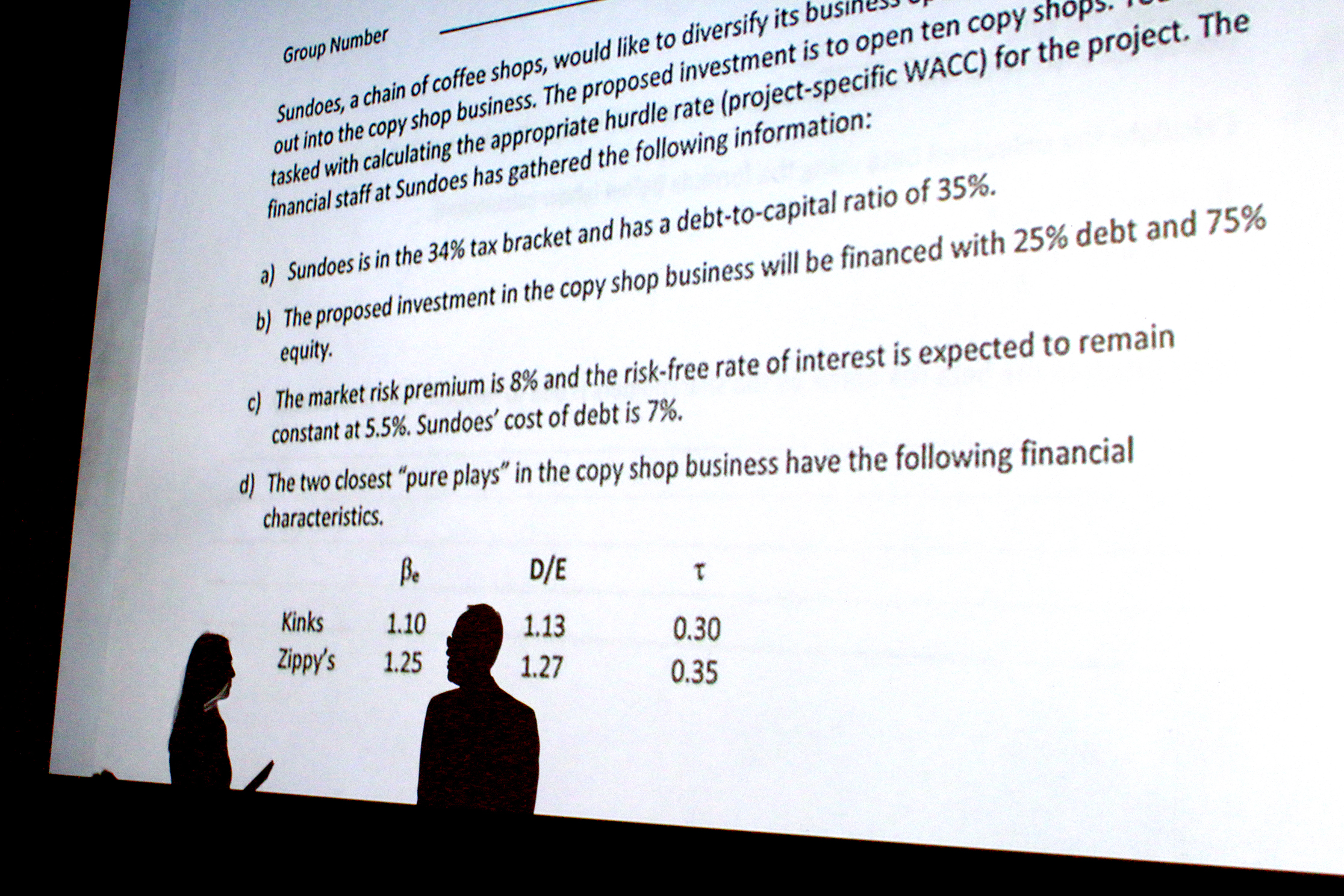 Garfinel talking with a student in front of a projector. 