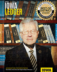 Cover of the 2022 issue of Iowa Ledger (with award)