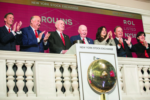 The New York Stock Exchange welcomes Rollins, Inc. (NYSE:ROL) to celebrate their 50th Anniversary of Listing. Lead Director Henry B. Tippie, and Chairman of the Board of Directors R. Randall Rollins, joined by NYSE Executive Vice Chairman Betty Liu, ring the NYSE Closing Bell®.