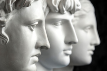 Classical sculptures in profile