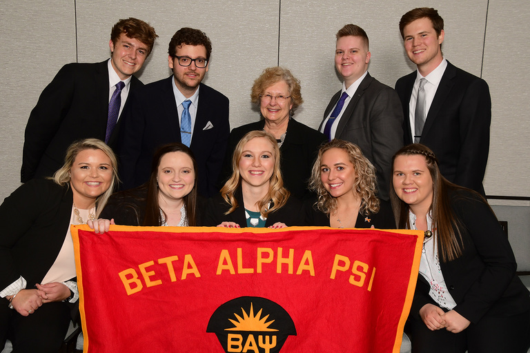 Joyce with 2019 Beta Alpha Psi officers.