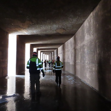 Workers inside the Soo locks