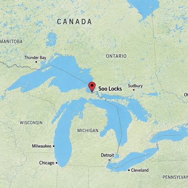 Google maps showing location of Soo locks.