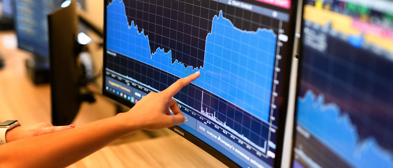 computer monitor in Hadley Financial Lab