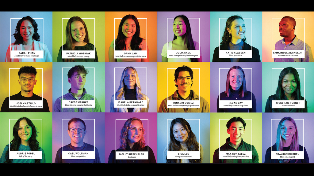 Class of 2024 portraits with colorful backgrounds