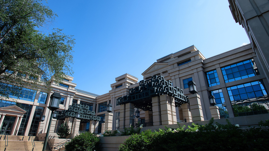 pappajohn business building and courtyard